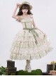Bunny Daily Series Classic Lolita Sweet Cute Rabbit Print Spring Light Green Lace Hairpin Camisole Dress