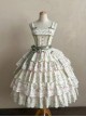 Bunny Daily Series Classic Lolita Sweet Cute Rabbit Print Spring Light Green Lace Hairpin Camisole Dress