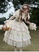 Bunny Daily Series Classic Lolita Sweet Cute Rabbit Print Spring Light Green Lace Hairpin Camisole Dress