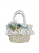 Elegant Daily Classic Lolita Country Style Light Green Grape Lace Floral Ribbon Straw Handbag