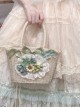 Elegant Handmade Classic Lolita Daily Ribbon Bow Grape Sunflower Country Style Straw Handbag