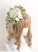 Forest Light Green Classic Lolita Elegant Daily Ribbon Bow Lace Ruffle Round Hat