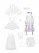 Mirrored Blossoms Series Classic Lolita White Blend Shirt Modified Horse Face Skirt Bonnet Brooch Necklace Set