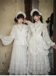 Mirrored Blossoms Series Classic Lolita White Blend Shirt Modified Horse Face Skirt Bonnet Brooch Necklace Set