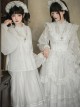 Mirrored Blossoms Series Classic Lolita White Blend Shirt Modified Horse Face Skirt Bonnet Brooch Necklace Set