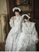 Mirrored Blossoms Series Classic Lolita White Blend Shirt Modified Horse Face Skirt Bonnet Brooch Necklace Set
