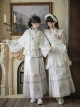 Mirrored Blossoms Series Classic Lolita White Blend Shirt Modified Horse Face Skirt Bonnet Brooch Necklace Set