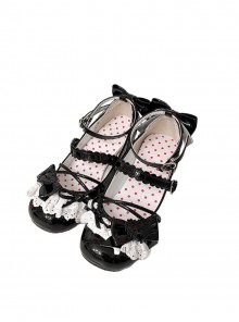 Brulee Sweetheart Series Sweet Lolita Cute Fashion Lace Ribbon Bow Round Toe Mid Heel Mary Jane Shoes