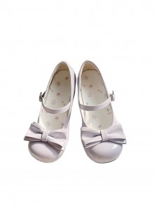 Little Cream Puff Series Sweet Lolita Daily Bowknot Round Toe Mid Heel Patent Leather Mary Jane Shoes