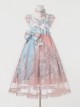 Cloud Amusement Series Sweet Lolita Pink Blue Lace Tulle Dreamy Cute Unicorn Embroidery Bowknot Sleeveless Dress
