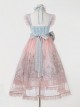 Cloud Amusement Series Sweet Lolita Pink Blue Lace Tulle Dreamy Cute Unicorn Embroidery Bowknot Sleeveless Dress