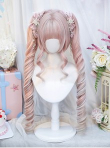 Zero Stars Series Sweet Lolita Japanese Cherry Blossom Pink Double Ponytail Roman Long Curly Wig