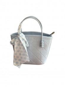 Gentle Sweet Daily Kawaii Fashion Small Flower Silk Scarf Exquisite Argyle Zipper Handbag