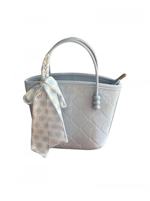 Gentle Sweet Daily Kawaii Fashion Small Flower Silk Scarf Exquisite Argyle Zipper Handbag