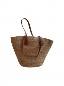 Summer Daily Kawaii Fashion Beach Brown Large Capacity Shoulder Straw Tote Bag