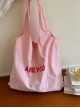 Kawaii Fashion Letter Print Daily Commute Shopping Large Capacity Nylon Tote Canvas Shoulder Bag
