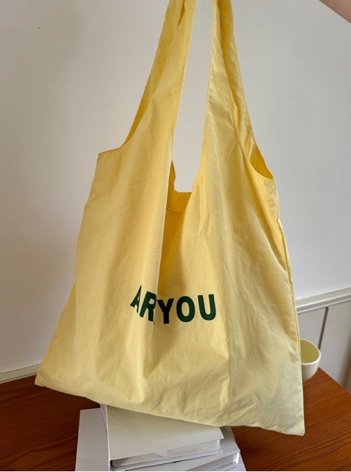 Kawaii Fashion Letter Print Daily Commute Shopping Large Capacity Nylon Tote Canvas Shoulder Bag