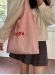Kawaii Fashion Letter Print Daily Commute Shopping Large Capacity Nylon Tote Canvas Shoulder Bag