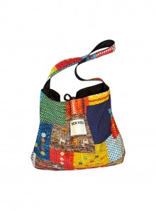 Ethnic Style Kawaii Fashion Patchwork Denim Retro Color Blocking Double Side Crossbody Canvas Bag