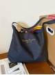 Ethnic Style Kawaii Fashion Patchwork Denim Retro Color Blocking Double Side Crossbody Canvas Bag