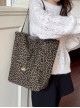 Sexy Leopard Print Kawaii Fashion Reversible Canvas Bag Fashion Casual Large Capacity Shoulder Tote Bag