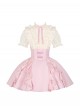 Miss Lola Series Sweet Lolita Princess Style Ruffled Lace Bubble Sleeve Short Pink Sweet Dress