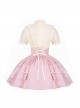 Miss Lola Series Sweet Lolita Princess Style Ruffled Lace Bubble Sleeve Short Pink Sweet Dress