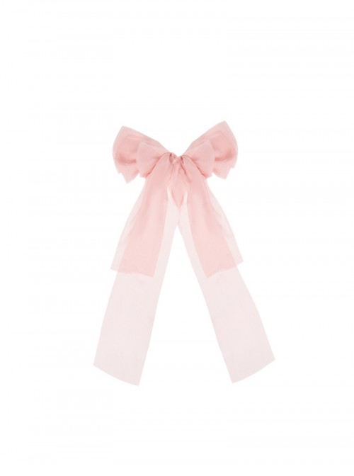 Miss Lola Series Sweet Lolita Pink Bowknot Dreamy Chiffon Tulle Ribbon Hairpin