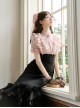 Miss Lola Series Sweet Lolita Elegant Black Pink Contrast Bubble Sleeve Long Mermaid Dress