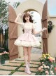Love Diary Series Sweet Lolita Cute Pink Suspender Skirt Lace Chiffon Short Sleeve Shirt Camisole Set