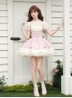 Love Diary Series Sweet Lolita Cute Pink Suspender Skirt Lace Chiffon Short Sleeve Shirt Camisole Set