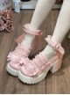 Fashion Sweet Lolita Bowknot Heart Lace Jirai Onna Cute Japanese Platform Cake Shoes