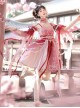 Morning Dew Series Sweet Lolita Red Chinese Style Fairy Hanfu Lotus Embroidery Pearl Waistband Tassel Sleeve Dress