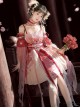 Morning Dew Series Sweet Lolita Red Chinese Style Fairy Hanfu Lotus Embroidery Pearl Waistband Tassel Sleeve Dress