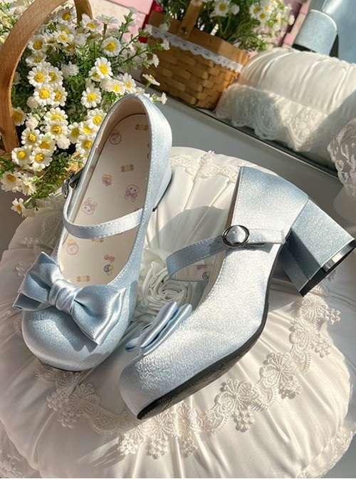 Little Cream Puff Series Sweet Lolita Cute Princess Silk Satin Comfortable Round Toe Mary Jane Shoes