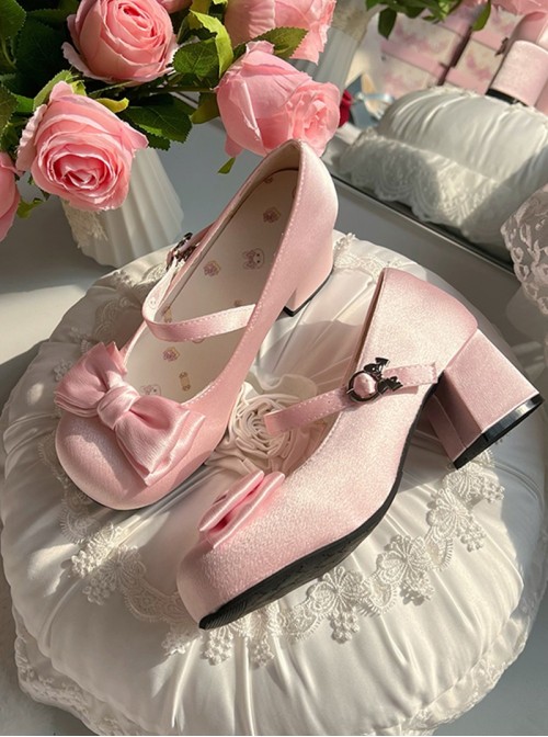 Little Cream Puff Series Sweet Lolita Cute Princess Silk Satin Comfortable Round Toe Mary Jane Shoes