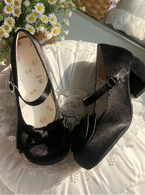 Little Cream Puff Series Sweet Lolita Cute Princess Silk Satin Comfortable Round Toe Mary Jane Shoes