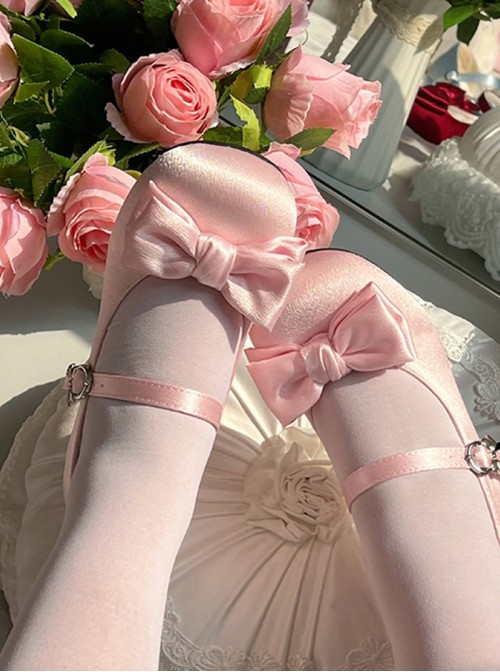 Little Cream Puff Series Sweet Lolita Cute Princess Silk Satin Comfortable Round Toe Mary Jane Shoes