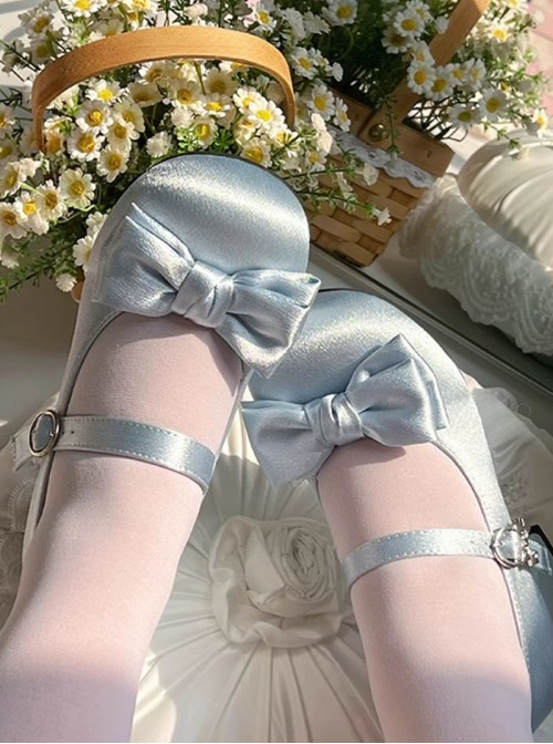 Little Cream Puff Series Sweet Lolita Cute Princess Silk Satin Comfortable Round Toe Mary Jane Shoes