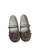 Little Berry Series Sweet Lolita Cute Small Bowknot Ruffle Letter Signature Retro Round Toe Mary Jane Shoes