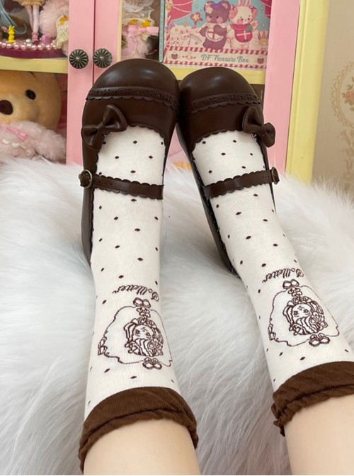 Retro Doll Sweet Lolita Classic Round Toe Cut Out Lace Low Heel Mary Jane Shoes