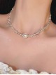 Elegant Delicate Classic Lolita Versatile Fashion Alloy Shiny Silver Pearl Necklace
