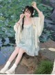Sea Salt Girl Series Kawaii Fashion New Chinese Style Improved Light Blue Camisole Short Dress Lace Cardigan Set