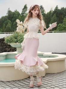 Love Diary Series Sweet Lolita Pink Cute Sexy Princess Long Suspender Mermaid Dress