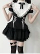 Doki Series Kawaii Fashion Japanese Jirai Onna Black Sweet Cool Cute Ruffled Collar Bubble Sleeve Dress