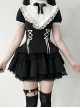 Doki Series Kawaii Fashion Japanese Jirai Onna Black Sweet Cool Cute Ruffled Collar Bubble Sleeve Dress