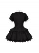 Doki Series Kawaii Fashion Japanese Jirai Onna Black Sweet Cool Cute Ruffled Collar Bubble Sleeve Dress