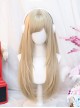 Chic Sweet Lolita Fashion Versatile Y2K Angled Bangs Layered Long Straight Hair Wig