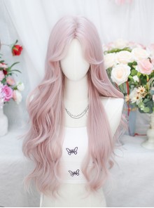 Sweet Lolita Fashion Elegant Second Dimension Y2K Pink Mid Split Bangs Long Curly Wig