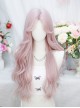 Sweet Lolita Fashion Elegant Second Dimension Y2K Pink Mid Split Bangs Long Curly Wig